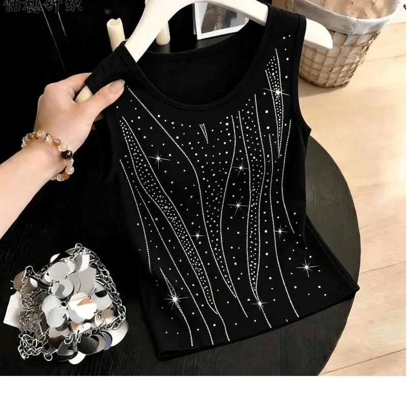 New Summer Slim Sleeveless Plus Size Street Casual Tanks Tops All-match Simplicity Fashion T Shirts Elegant Trend Women Clothing