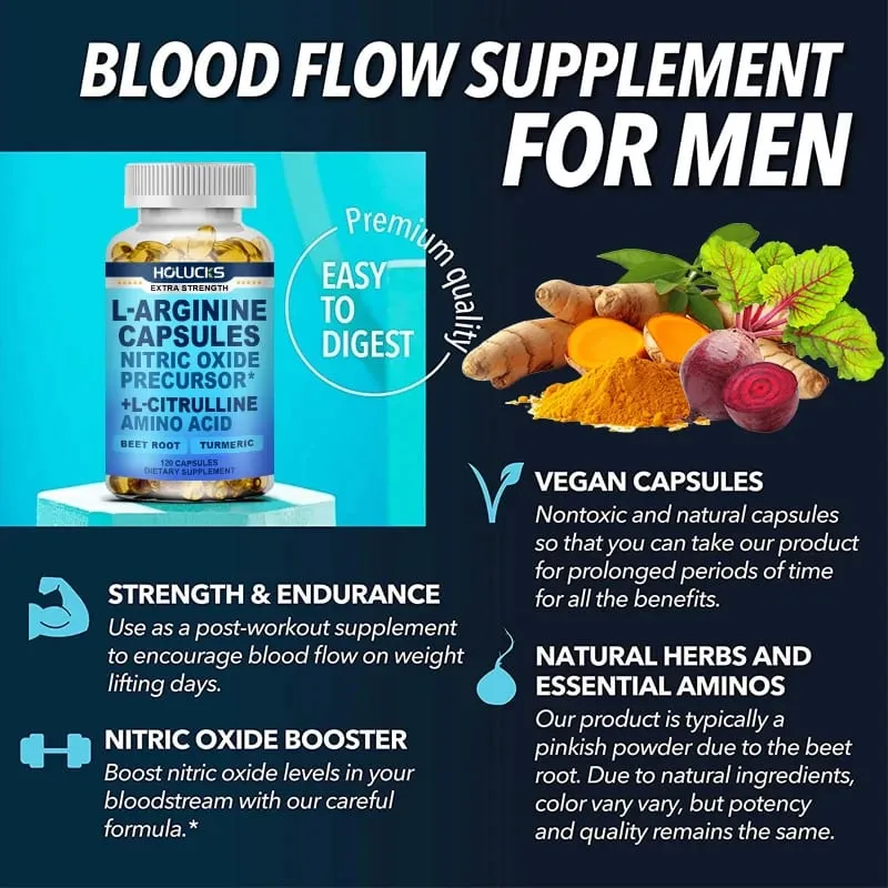 Nitric Oxide Precursor Capsules with L-Arginine & Turmeric Support Heart Wellness Reduce Fatigue & Build Lean Muscle — image 4