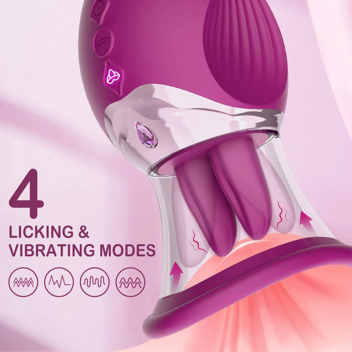 4 in 1 Rose Vibrator for Women G-Spot Thrusting Dildo with Clitoris Nipple Sucking Licking Massage Functions Adult Sex Toy