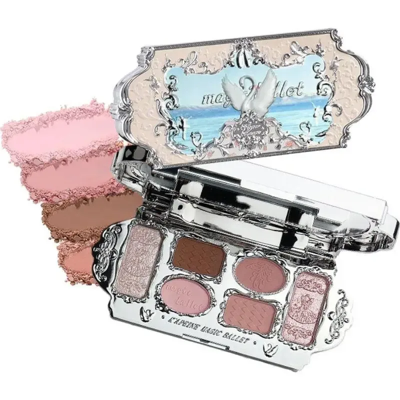 Six Color Swan Eye Shadow Palette Matte Shimmer Pearl Glitter Waterproof Highly Pigmented Long Lasting Makeup Face Cosmetics