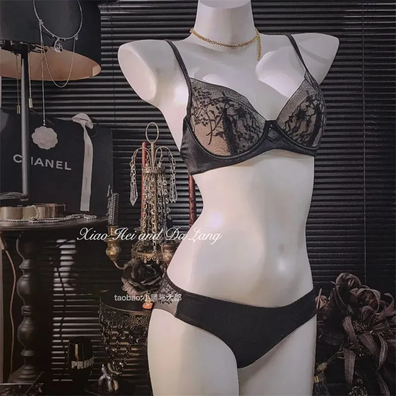 Summer New French Lace T-Shirt Bra Set Wirefree Lift & Support Small Bust Gathering Anti-Sagging Large Cups Slimming Look — image 4