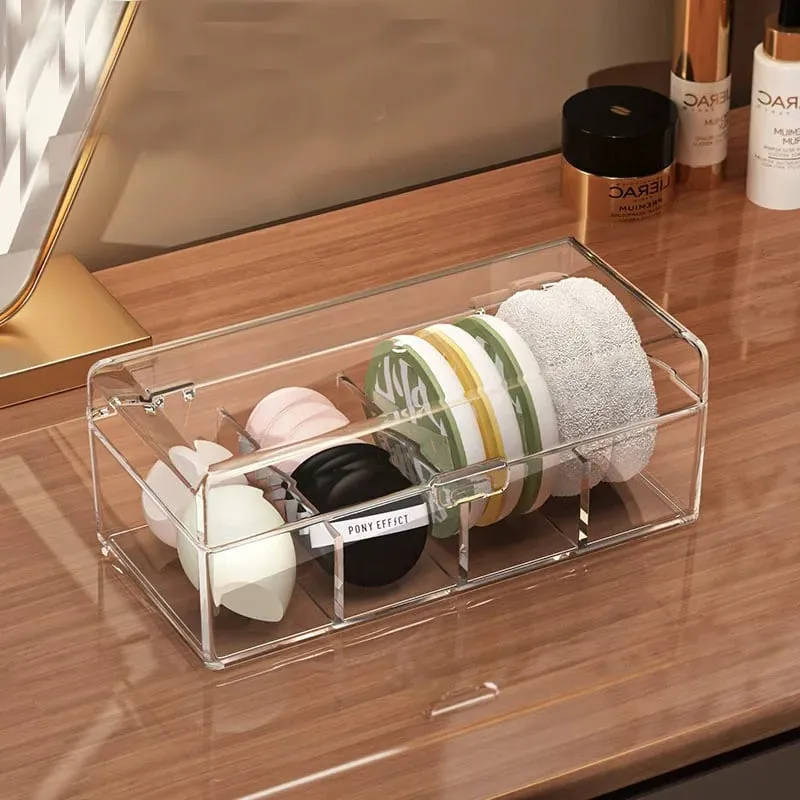 Stackable Acrylic Makeup Brushes Storage Box with Lid Clear Makeup Sponges Organizer Dustproof Cosmetic Tools Puff Storage Case — image 8