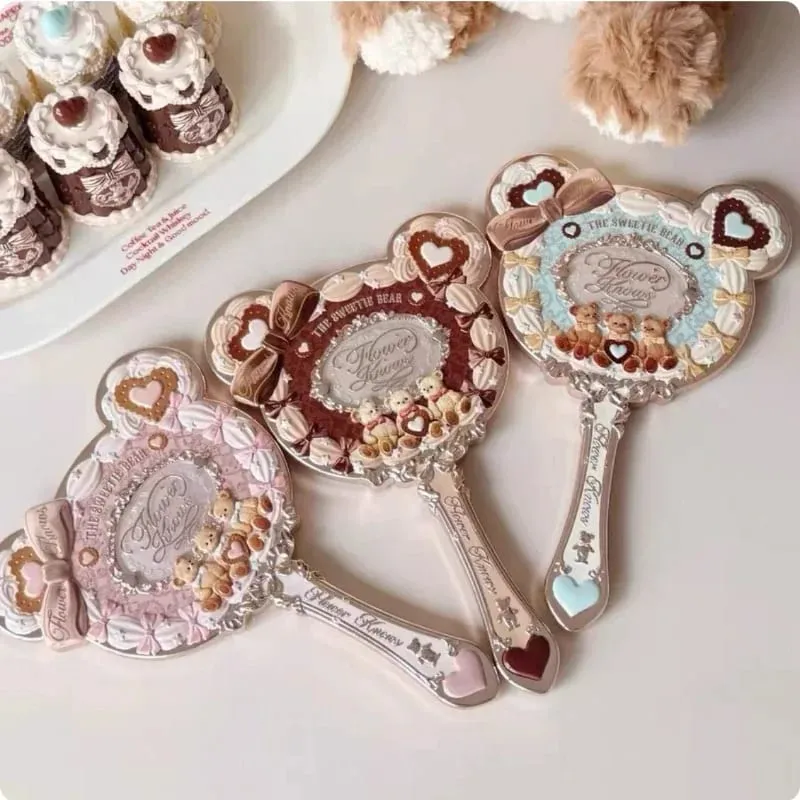 Flower Knows Handheld Makeup Mirror Midsummer Night Strawberry Cupid Bunny Garden Relief Pattern Limited Color Makeup Tool Kit — image 3