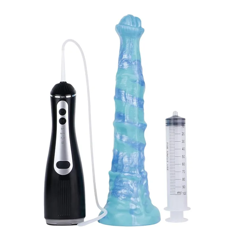 矽膠電動噴射幻想假陽具帶吸盤前列腺按摩器射精陰莖性玩具女式男式