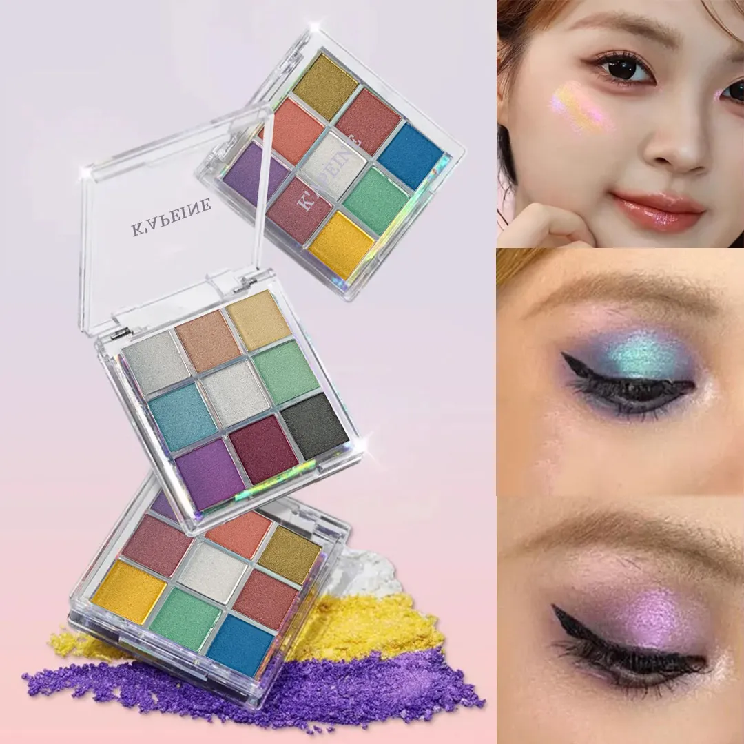 9-Color Glitter Chameleon Eyeshadow Palette Waterproof Long Lasting Pressed Powder Cosmetic Kit Fashion Women Eye MakeUp Pallete — image 5