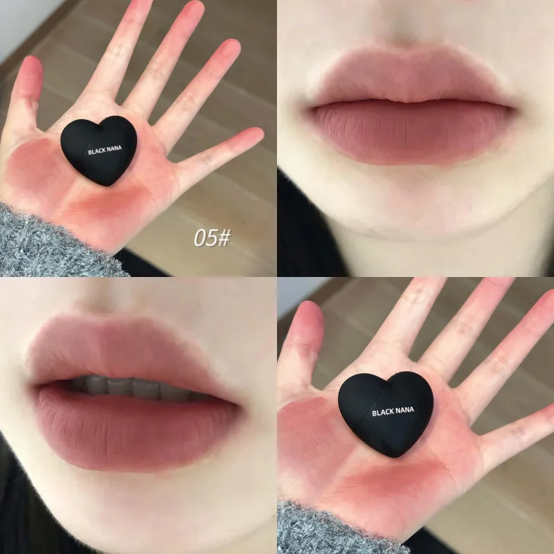 Mini Black Silver Heart Velvet Matte Lipstick Lip Mud Lip Gloss Nude Waterproof Lasting Lip Tint Cosmetic Makeup — image 9