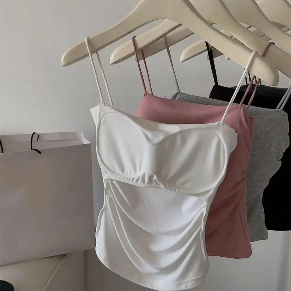 Square Collar Women's Vest with Breast Pads Free Size Beautiful Back Underwear Anti-light Fixed Cup Slim Back Slim Sling Summer — image 9