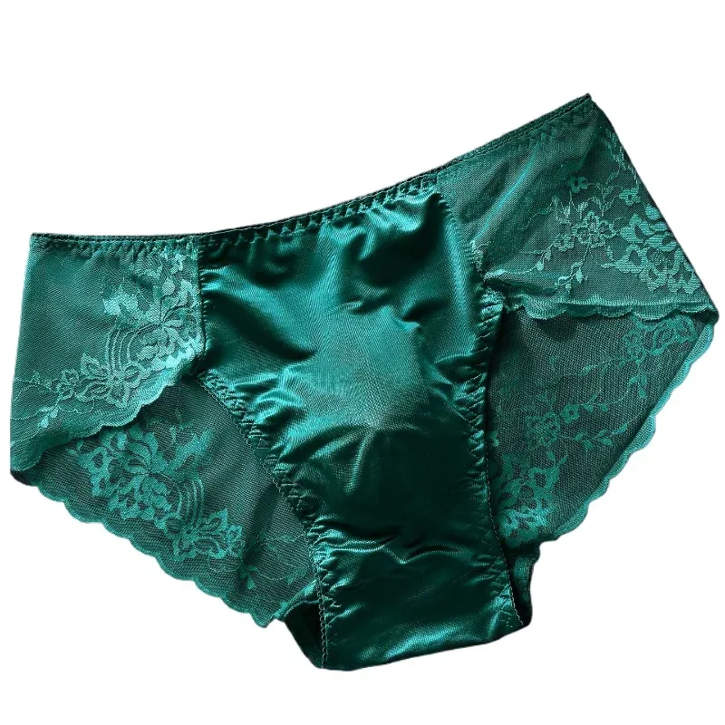 Men's Lace Briefs 3d U Convex Pouch Lingerie Ice Silk Breathable Thin Underwear Sexy Low-Rise Panties Sissy Feminization — image 1
