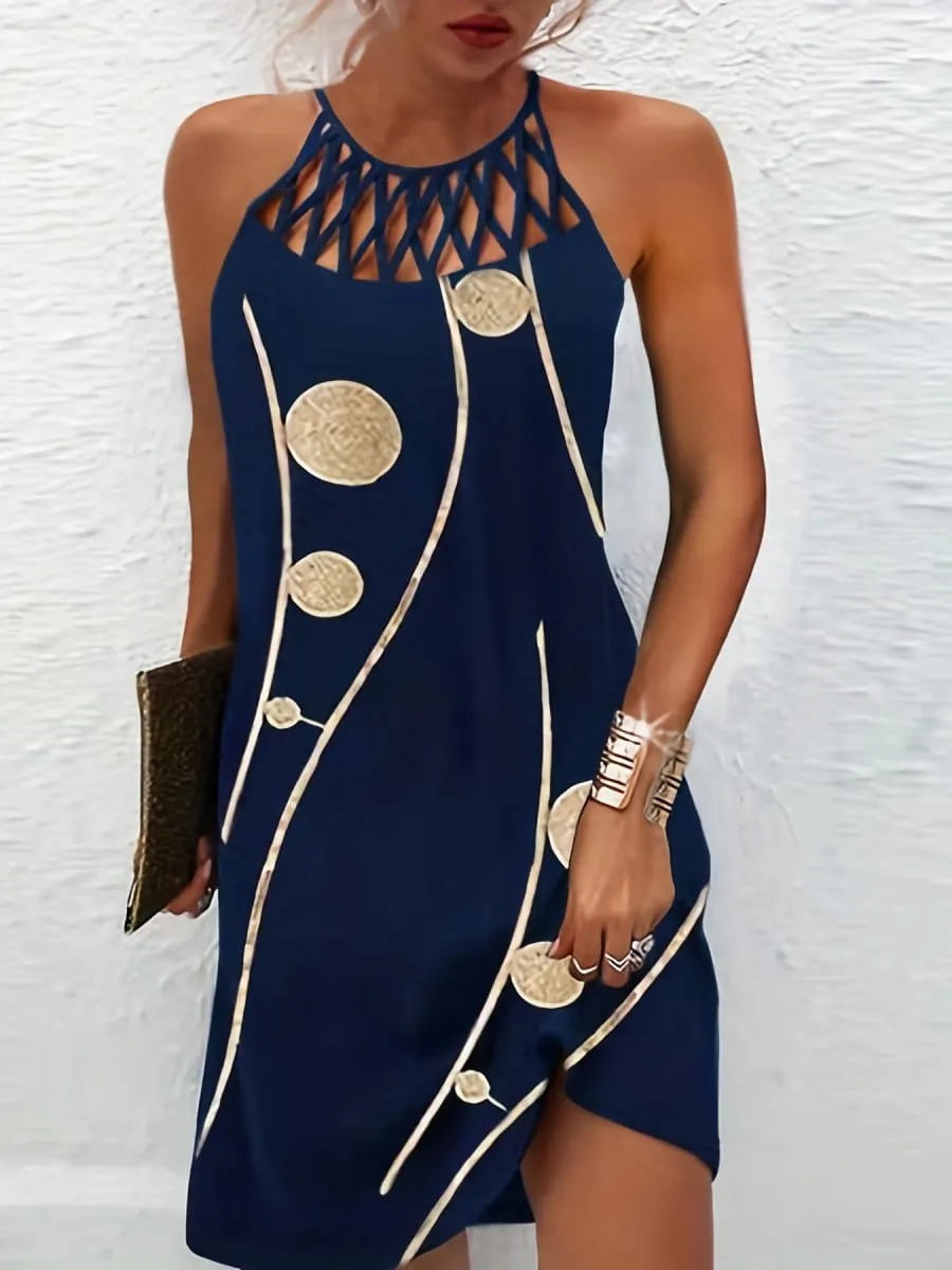 2026 New Spring and Summer National Wind Positioning Printing Mesh Belt Sleeveless Casual Dress — image 6