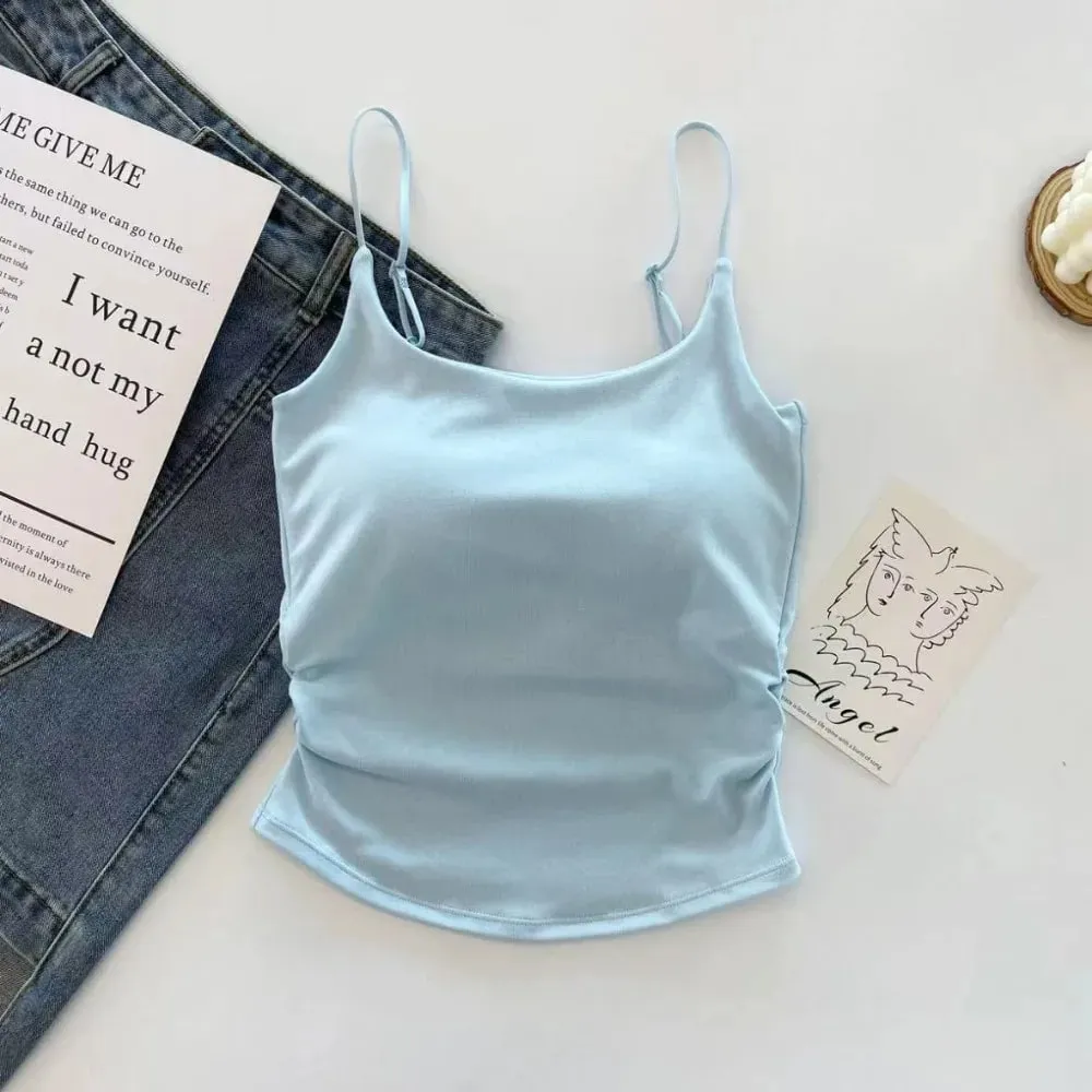 Simple Sleeveless Suspender Vest Slim Underwear Fitted Tops With Padded Cups Camisole Sports Activities — image 9