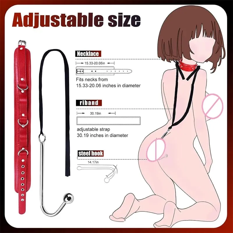 SM Couple Anal Hook Sex Bondage Restraint Set BDSM Leather Chain Stainless Steel Adult Sex Toys For Men Adjustable Harness