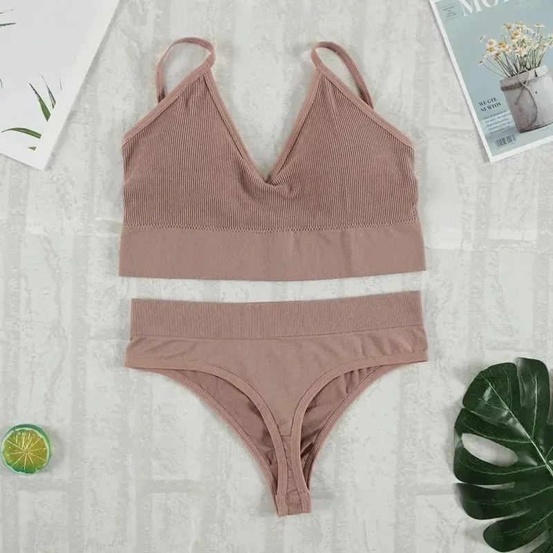 2 Pcs Bra Set Underwear Set Women Panties Sexy G-String Seamless Bralette Female Lingerie Soft Tank Crop Top 2026 New — image 7