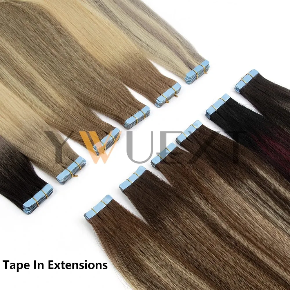 Real Human Hair Tape in Extensions 16'' 20'' Natural Straight High Light Seamless Tape Hair On Double Sided Tape 20pcs 30g/pack — image 2