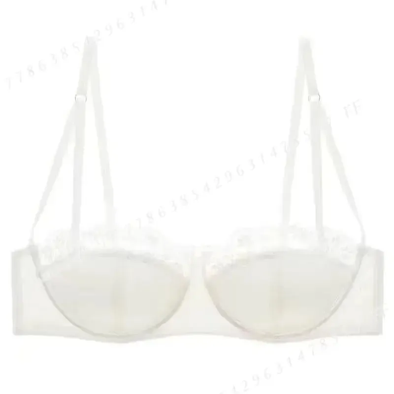 Sexy Satin Half Cup Bra Set with Steel Ring Thin Comfortable Upper Support Green Lace Edge Glossy Lingerie for Women — image 5
