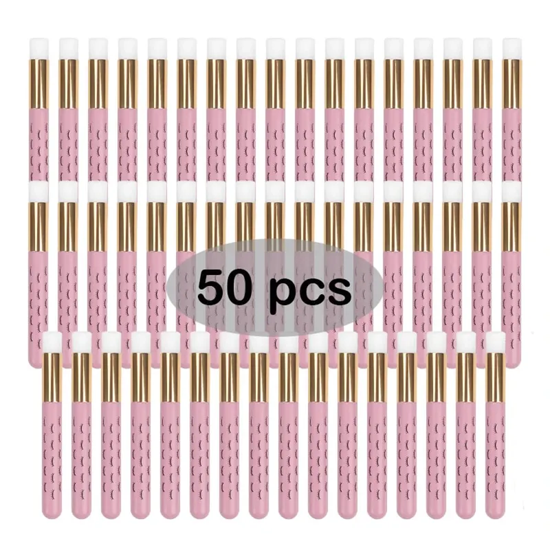 50Pcs Soft Eyelash Extension Cleaning Brush Lash Shampoo Eyebrow Nose Exfoliating Cleansing Makeup Remover Beauty Care Supplies