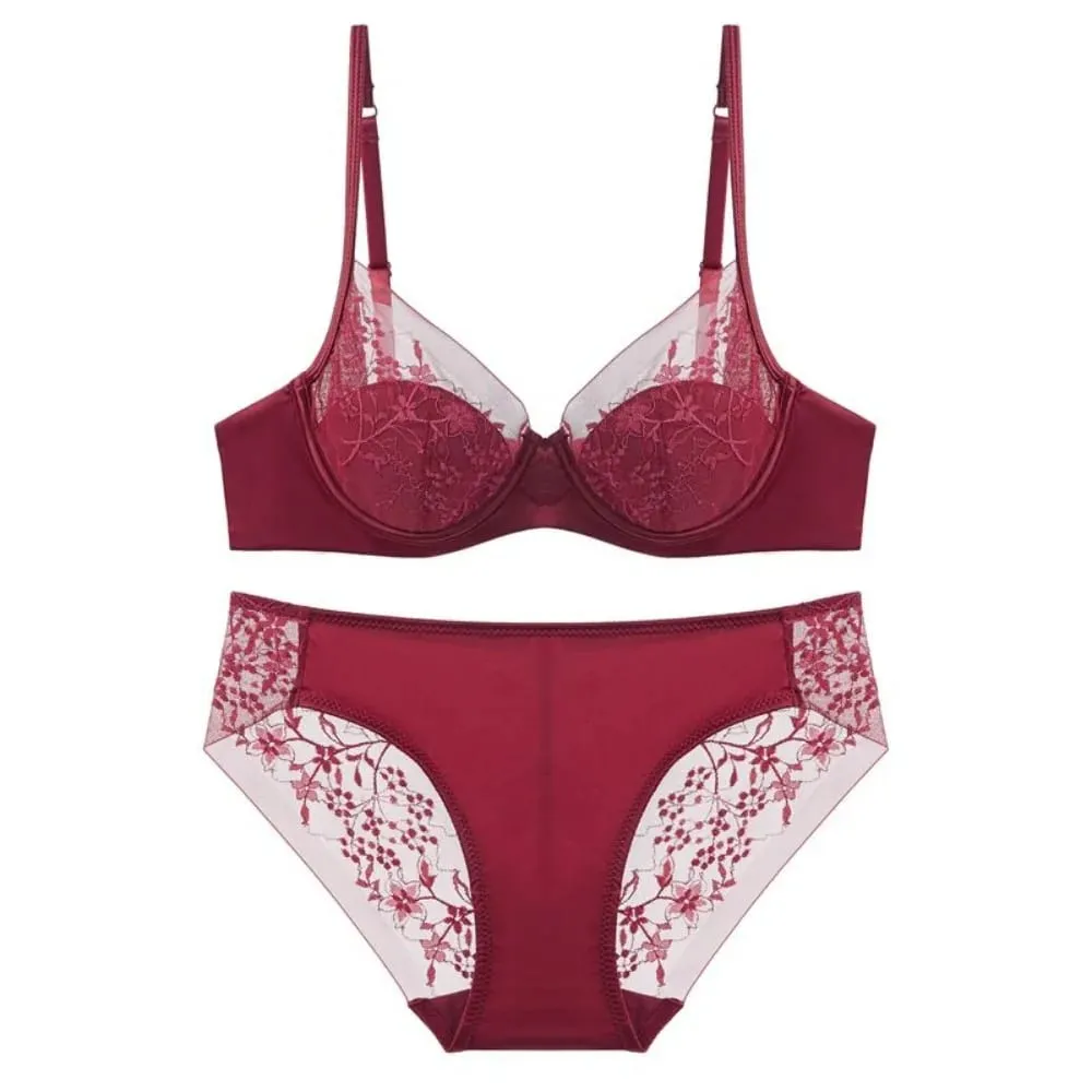 Vrouwen Kanten Lingerie Set Dunne Cup Minimizer Bh Panty Kit Volledige Dekking Ademende Intimates voor Grote Borsten Mode Dagelijks Ondergoed — image 5