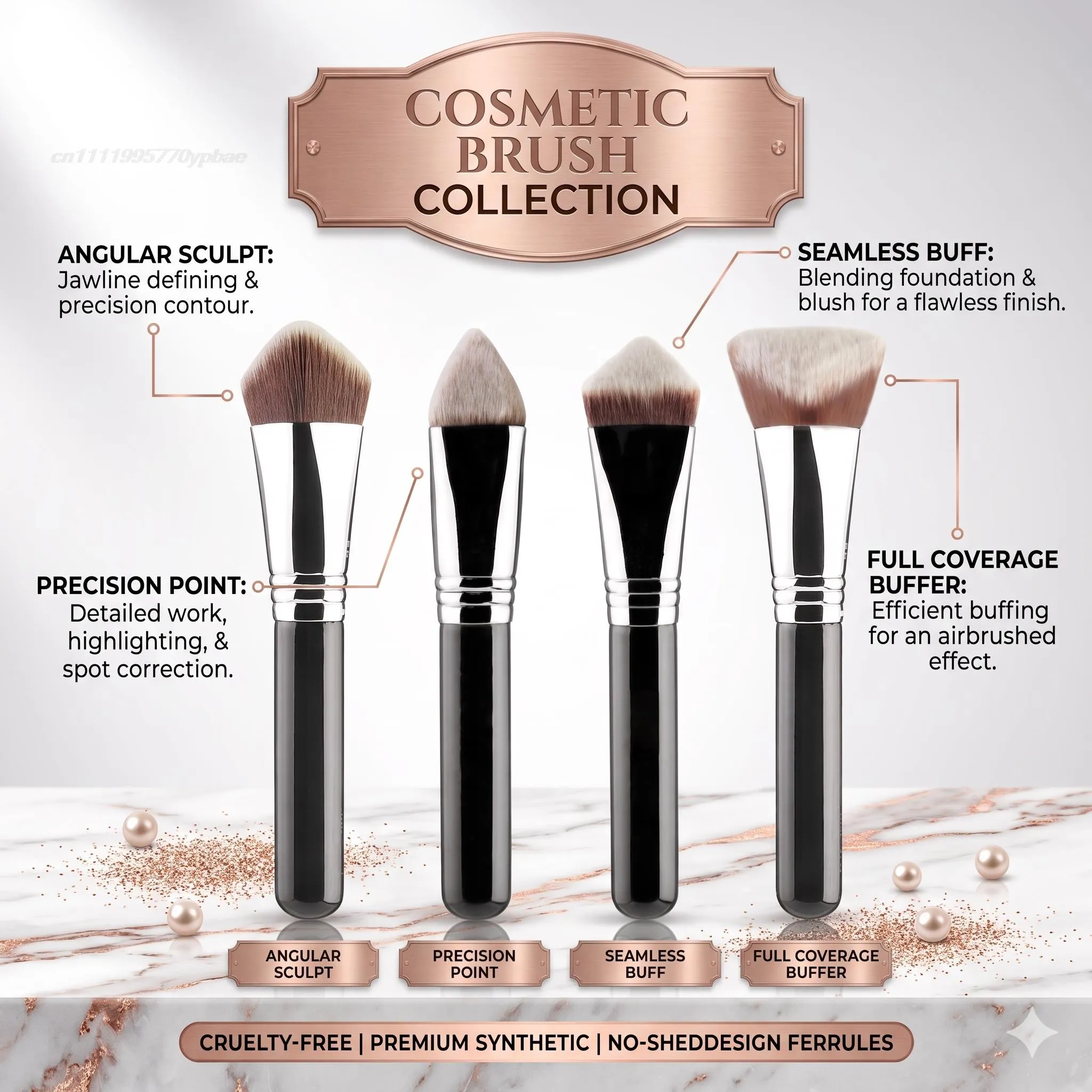 Makeup Kabuki Foundation Brush Luxury Single Pro Large Slant Triangle Square Tapered Vegan Cosmetic Brushes — image 1