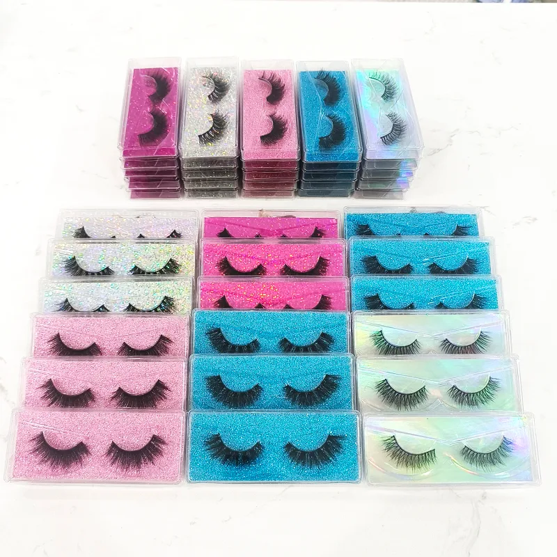 100 Pairs Cat Eye Lashes Natural Long Mixed Style Curling Fluffy Faux Eyelashes Individual Packing Manga Lashes
