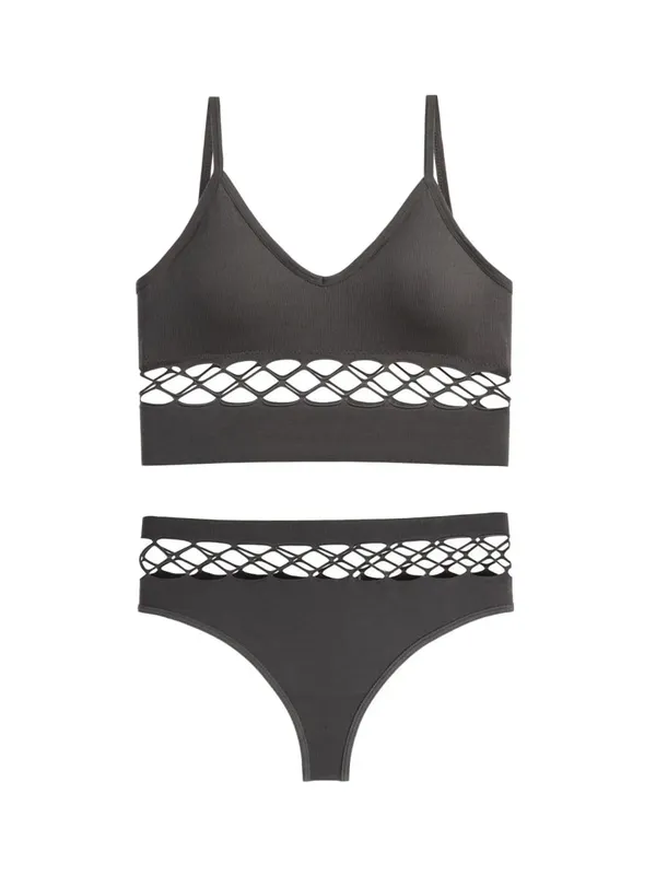 Thin Hollow Out Lingerie Set for Women Wireless Small Bust Push Up Bra Plus Size Breathable Sports Camisole Vest — image 10