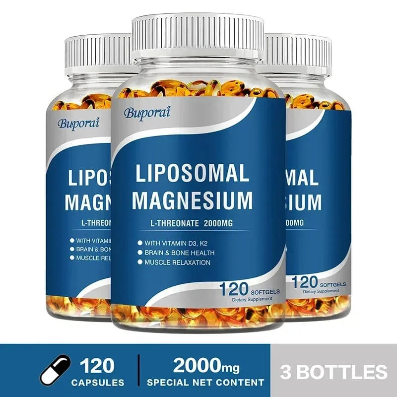 Liposomal Magnesium L-Threonate - Containing Vitamin D3 and K2 Supports Brain Bone Heart Muscle and Promotes Sleep