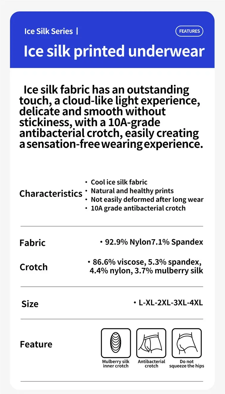 MiiOW 4Pcs Ice Silk Men Boxers 10A Antibacterial Crotch Man Panties Underpants Breathable Cartoon Print Men's Underwear Trunks — image 14