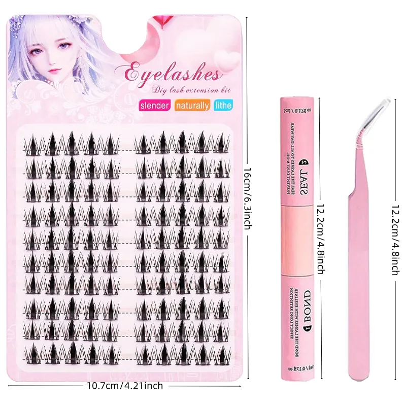10 Rows Exquisite Black Anime Eyelash Kit - False Eyelashes with Adhesive and Sealer Natural Dynamic DIY Length 10-13mm — image 3