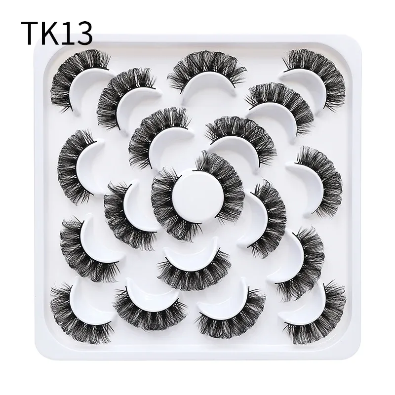 10 párů Russian DD Curl Bulk Fluffy Strip Lashes Přírodní měkké umělé řasy Opakovaně použitelné ručně vyrobené řasy pro každodenní a párty — image 10