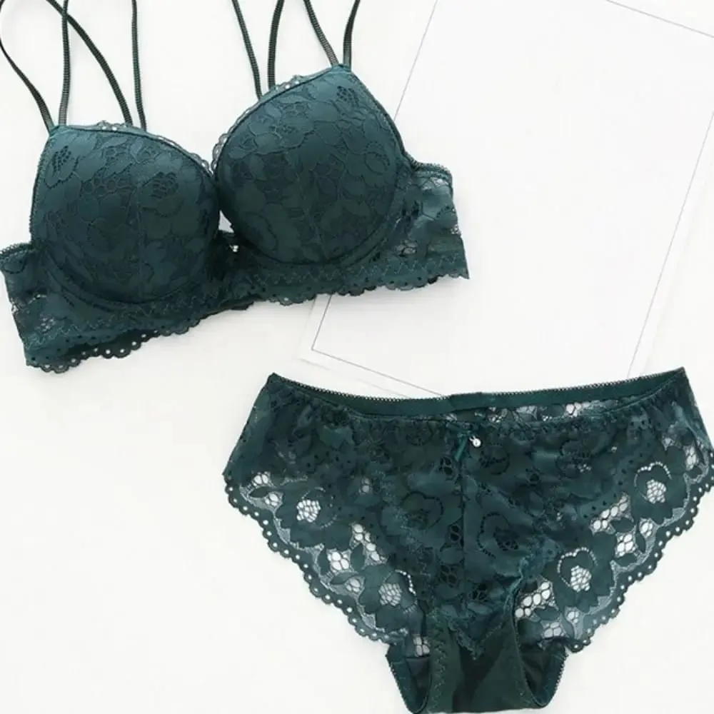 Sweet Mesh Lace Flower Bra Low Waist Non Slip Bra Panties Set Lingerie Bowknot Push Up Bra Women Women — image 4