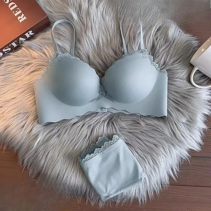 Hot Selling Ladies Push Up Bra Set Seamless Wireless Support Anti-Sagging Comfort Lingerie Set S-XLAB for Young Women Daily Use — image 5