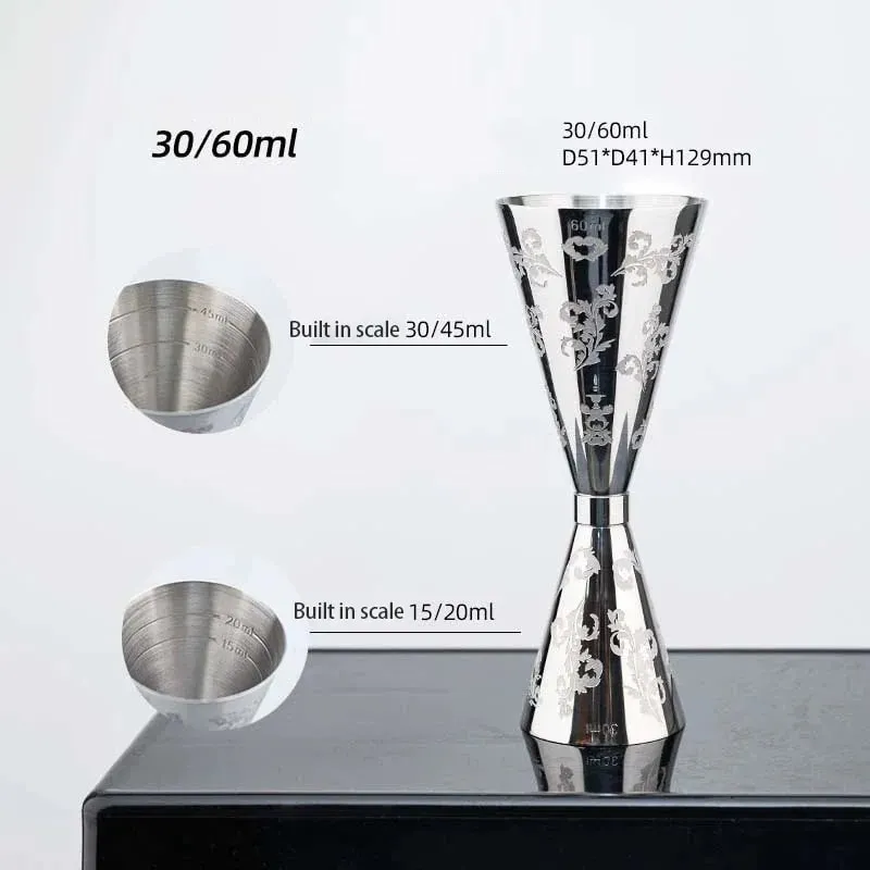 30/45/60/90ml Measuring Cup 304 Stainless Steel Measure Cup Cocktail Shot Drink Spirit Jigger Mixed Beaker Liquid Measuring Cups