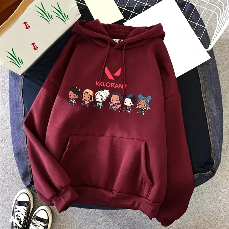 Valorant Anime 2D Print Men's Cotton Hoodie Casual Oversized Pullover Popular Streetwear Fashion Sweatshirt Trend Men Clothing — image 5