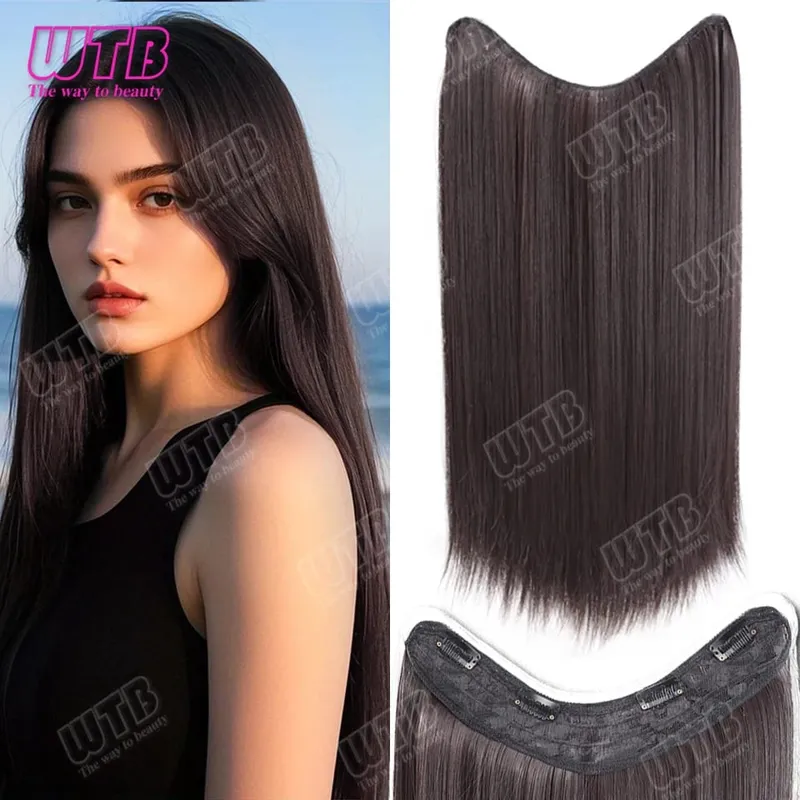 WTB Straight Hair Extensions Synthetic Wigs BB Clip Style V-Shaped Straight Hair Extensions Suitable for Women for Daily Wear — image 11