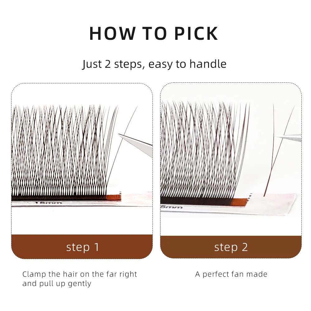 Yelix Brown 2D Y Premade Eye Lashes Single Tip Lash Extensions Natural Thick Soft No Loose Root Easy Fan Salon Lash Cilios Y — image 5