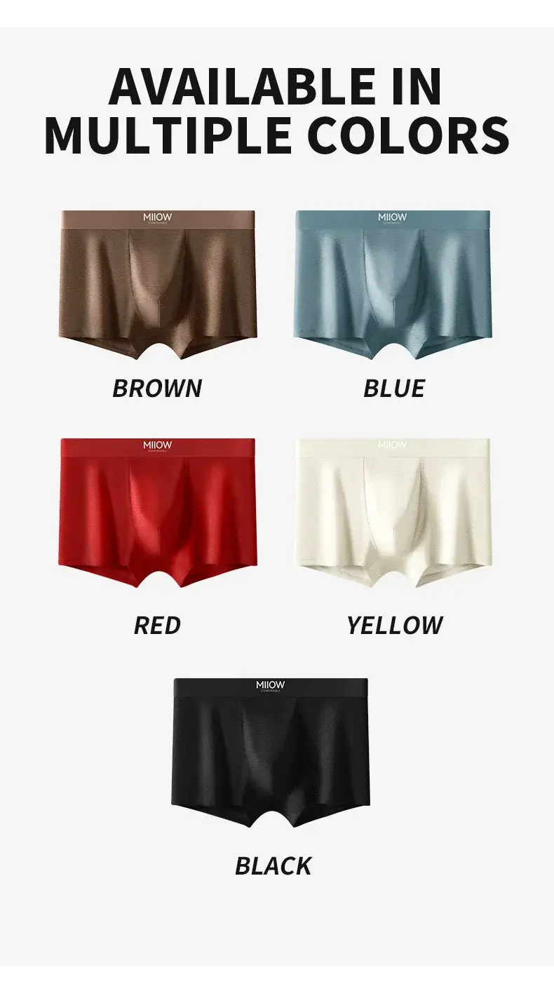 MiiOW 3Pcs Satin Cool Ice Silk Men Underwear Boxers 10A Antibacterial Men's Panties Summer Silky Breathable Man Underpants Boxer — image 10