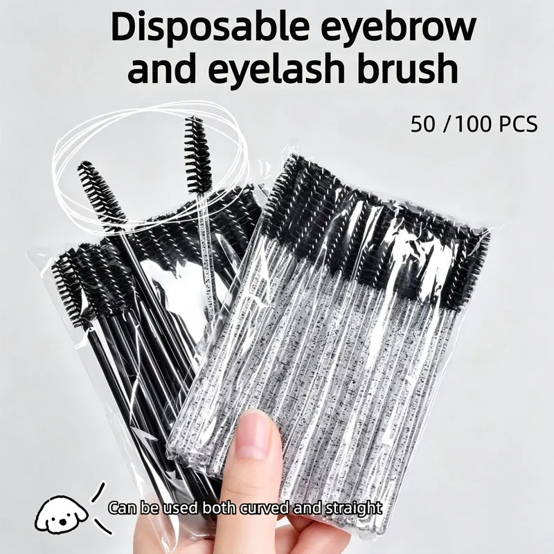 New 50/100pcs Microbrush for Eyelashes Brush Crystal Spoolie Brushes Eyebrow Comb Makeup Beauty Tool for Eyelashes HZS24 — image 3