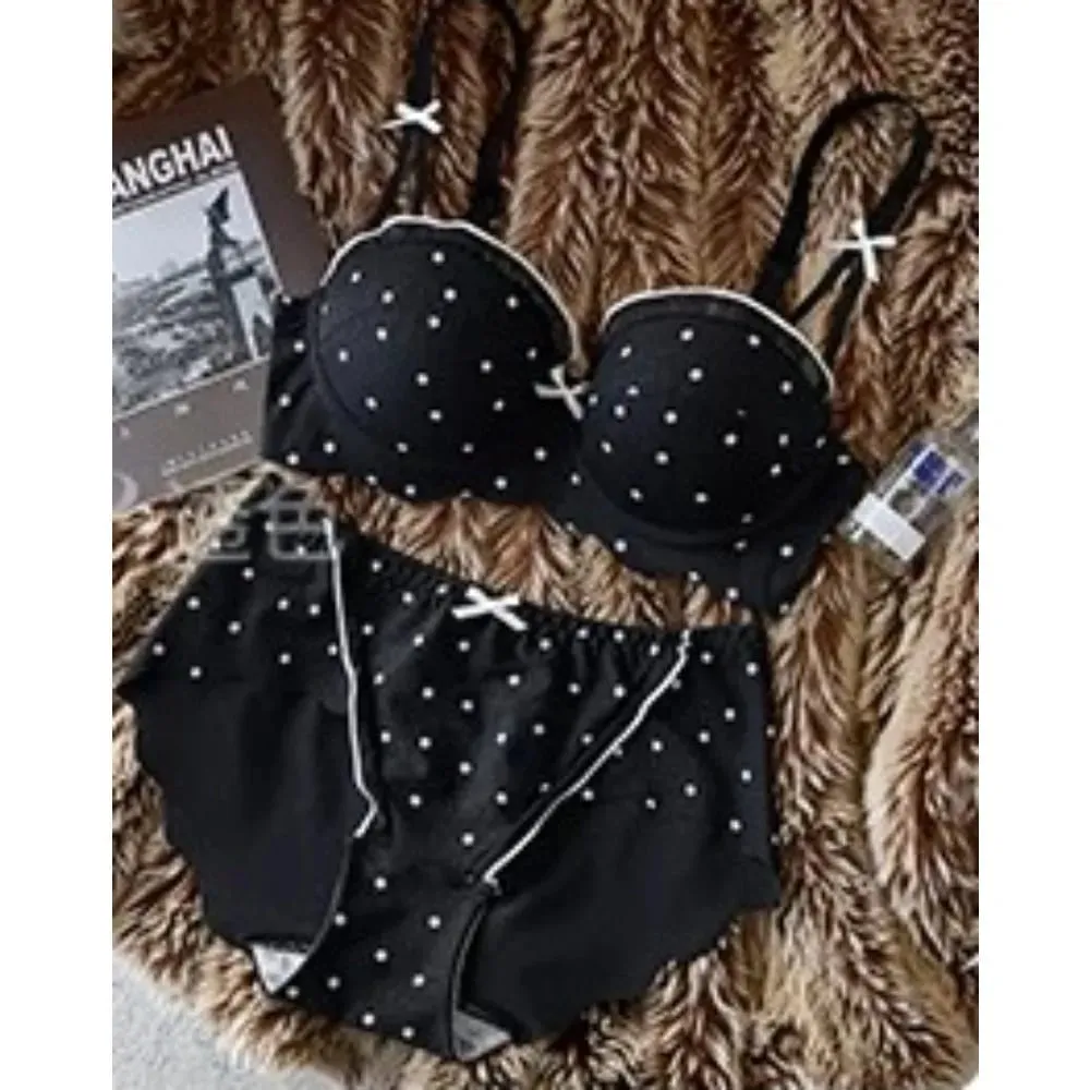 Women Lace Demi Cup Bra Set Push Up Small Bust Upper Support Anti Sagging Elegant Back 2Pcs Intimate Lingerie Daily Underwear — image 7