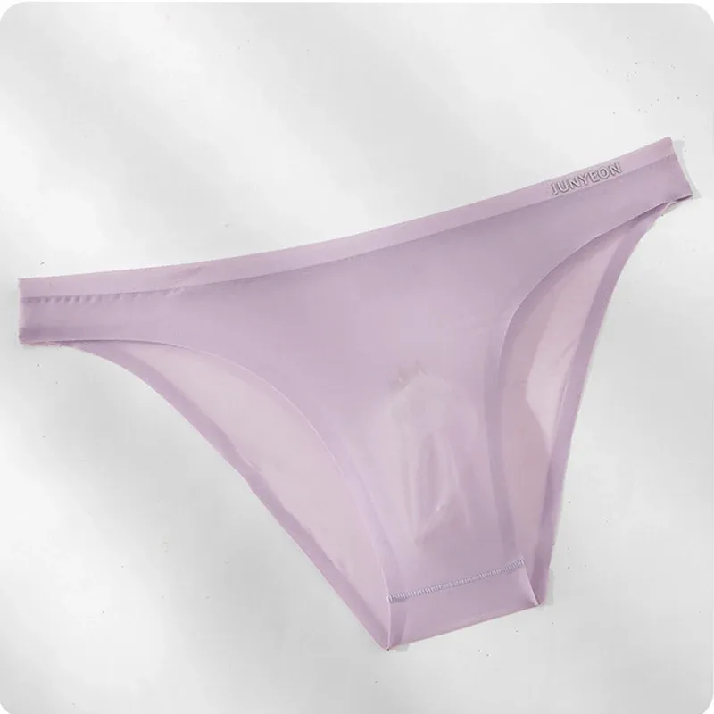 Seamless Quick Drying Men Briefs Underwear Solid Color Ice Silk Ultra-thin Underpants Sexy Breathable 3D Pouch Panties Undies — image 4