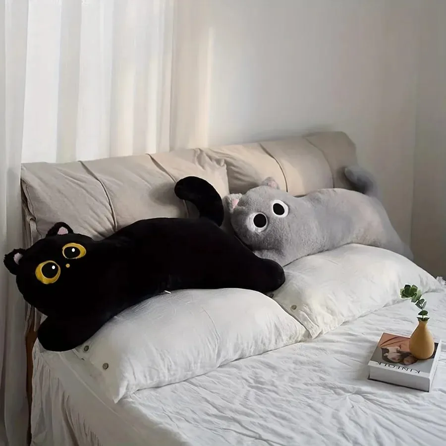 Black Cat Plush Pillow Logic Cat Doll Long Bedhead Pillow Dormitory Sleeping Leg Clamp Pillow Sofa Cushion Home Using Supplies — image 9