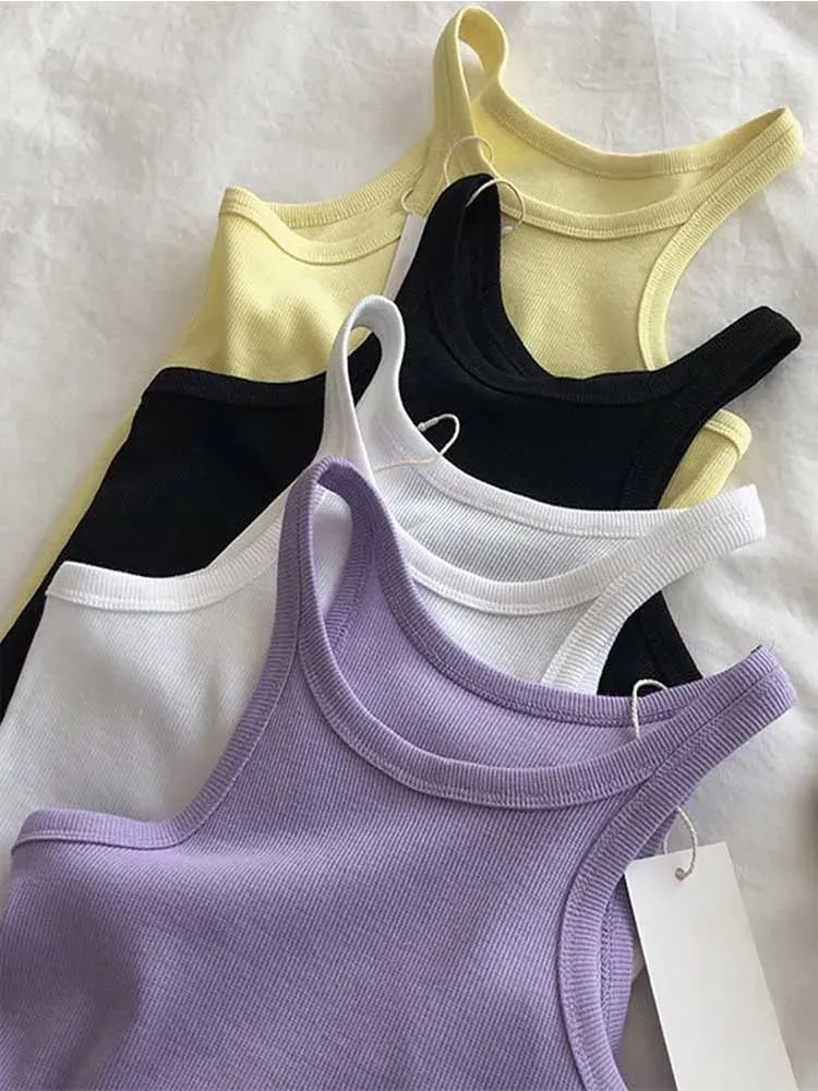 2024 Canotte da donna Canotte sexy ritagliate Top femminile Canotta estiva da donna Camis Abiti sportivi bianchi neri per le donne