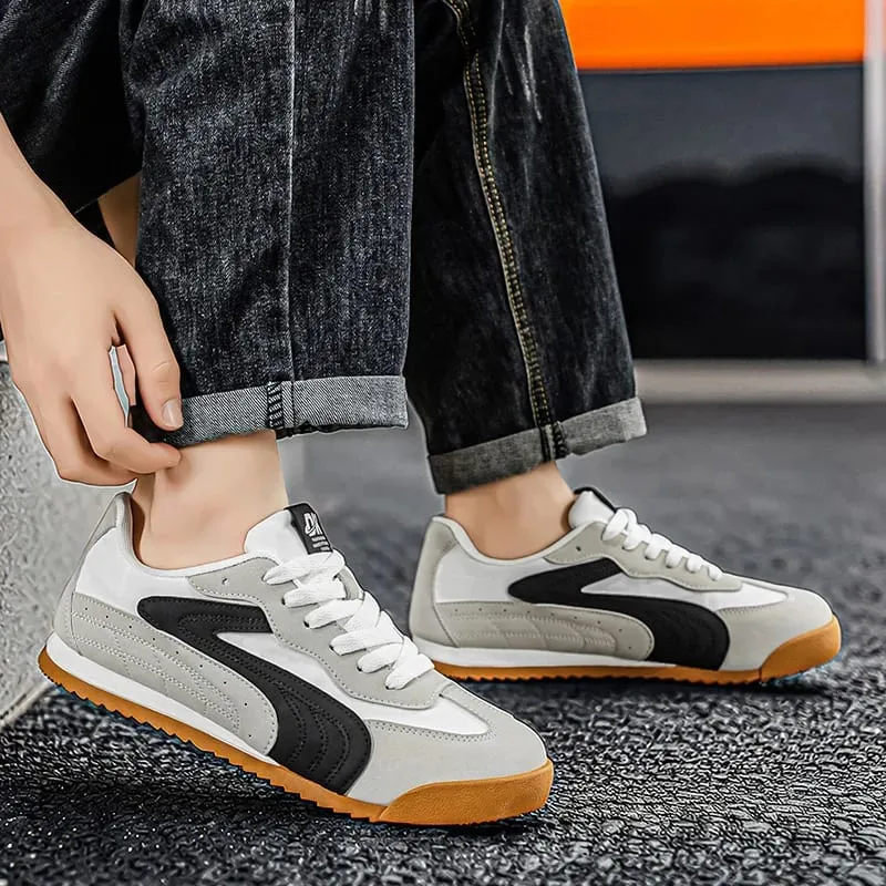 Low-Top Retro German Training Shoes for Men Color-Blocked Breathable Soft-Soled Casual Sneakers