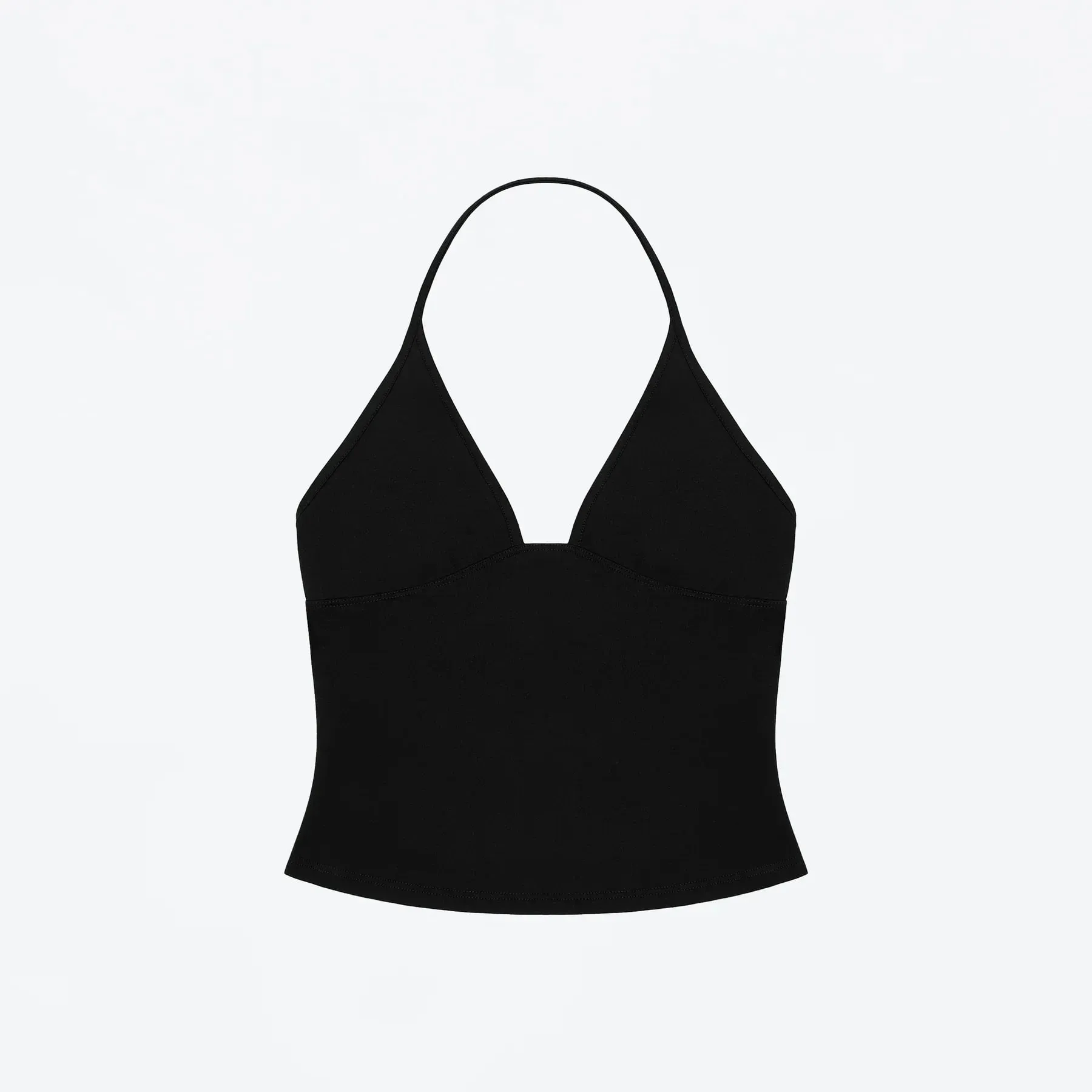 Tank Deep V Halter Neck Camisole Slim Fit Short Crop Top Tight-Fitting Waist-Cinching Backless Tank Top Versatile Outerwear Solid Color Base Shirt for a Spicy Look