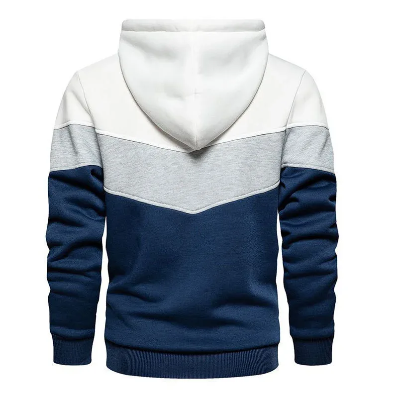 Spring Autumn Fashion splicing Men's Hoodies long sleeve Casual Hoodies Sweatshirts pure color Sweatshirt men tops Pullover — image 12