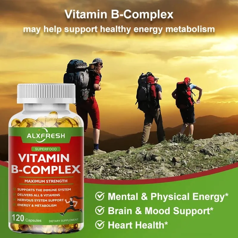 Alxfresh Vitamine B-complex met vitamine C - Immuungezondheid Energieondersteuning en ondersteuning van het zenuwstelsel - Vegetarische capsule zonder GMO — image 4