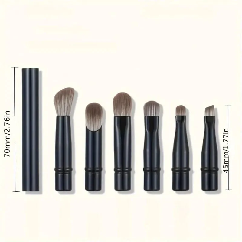 6-teiliges Mini-Reise-Make-up-Pinsel-Set mit abnehmbarem Aluminiumrohr, tragbarem Lidschattenpinsel und Aufbewahrungsbox — image 3