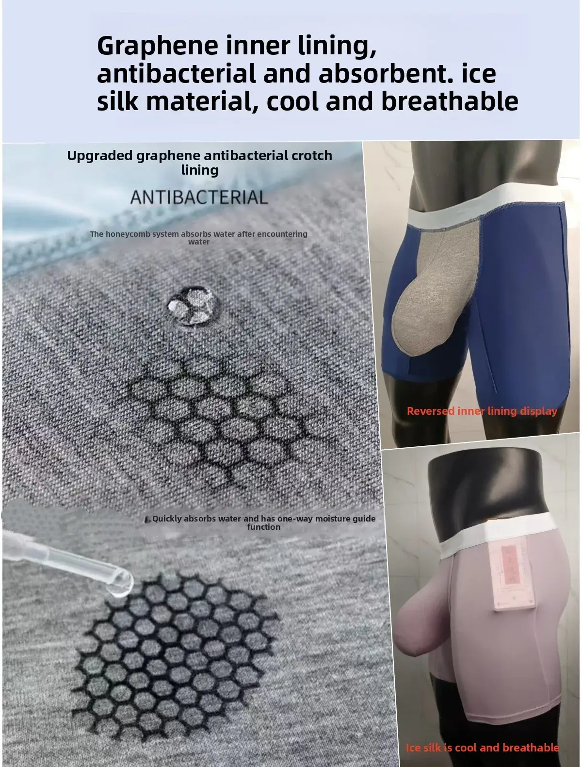 Mens Cool Ice Silk Boxer Briefs Extra Deep Pouch Breathable Long Running Sport Gym Underwear Anti Chafe Free Soft Trunks — image 9