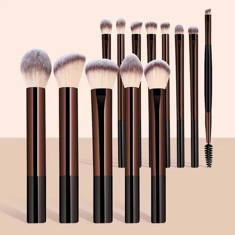 13 Pcs Makeup Brush Set Full Kit Foundation Powder Blush Eyeshadow Eyebrow Brushes Highlighter Concealer Lip Brush with Makeup