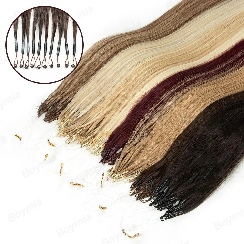 8D Hair Extension Fish Line Micro Link Hair Extensions Human Hair Invisible Nano Rings Beads 0.6g/pcs 50strands/pack 30G/Pack