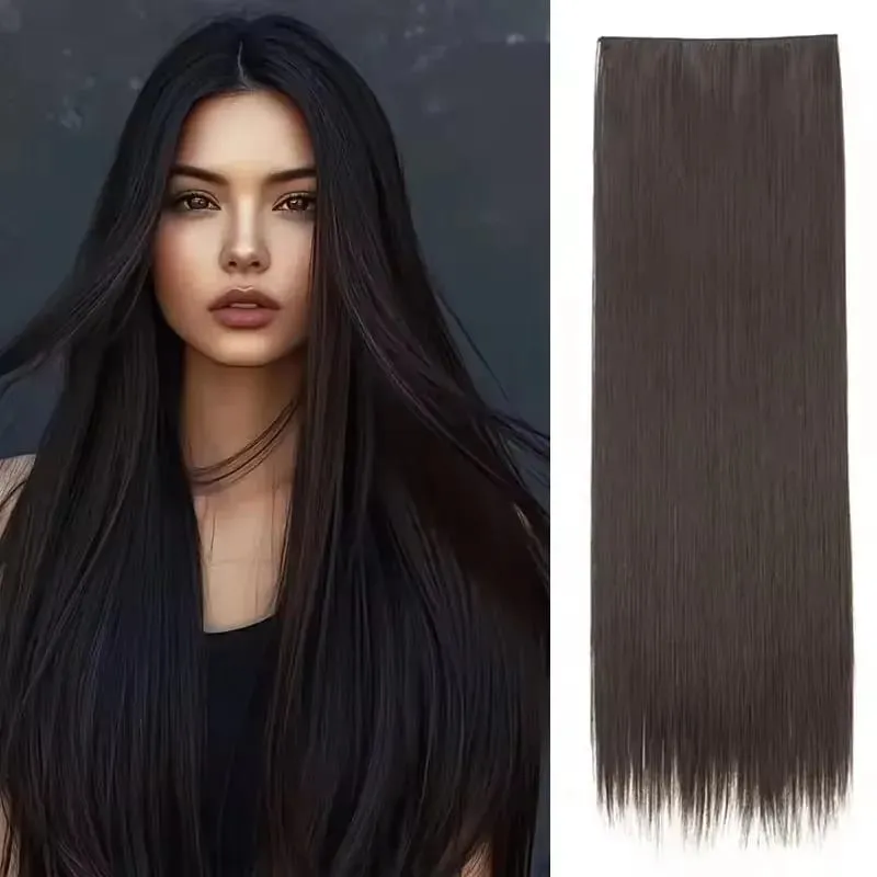 32 Inch Synthetic No Clips Invisible Wire Hair Extension Artificial Natural Fake False Long Straight Hairpiece Blonde For Women — image 8