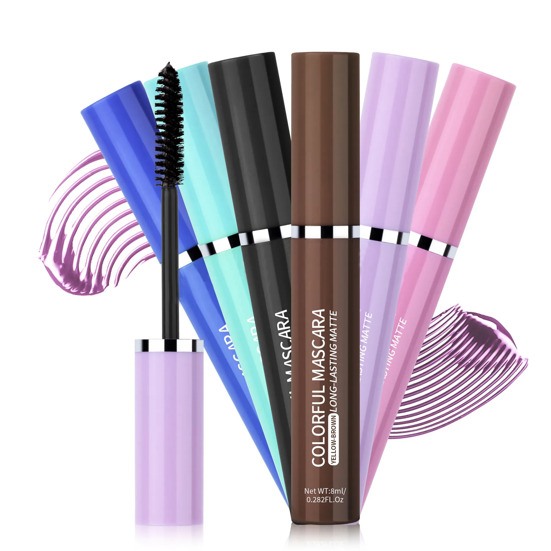 Ciglia mascara colorate Blu Rosa Verde Mascara impermeabile colorato Affascinante mascara arricciacapelli a lunga durata Trucco natalizio per occhi — image 5