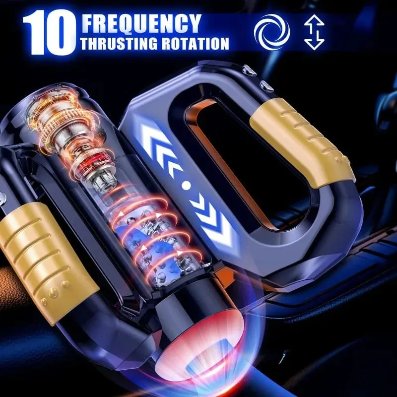 Automatic Male Masturbator Sex Toy with 10 Thrusting & Rotating Penis Pump Male Stroker Adult Toy Double Handle Sex Machine — image 3
